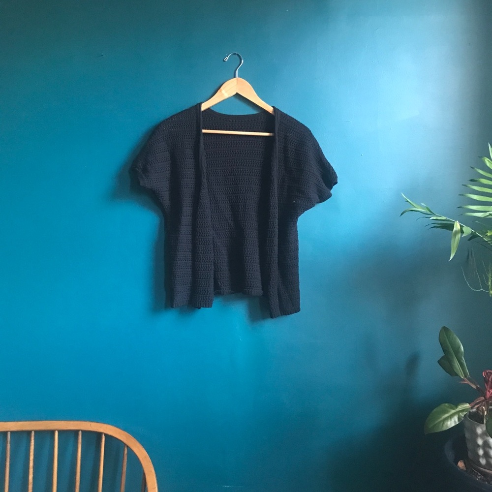 Black Open Knit Cardigan